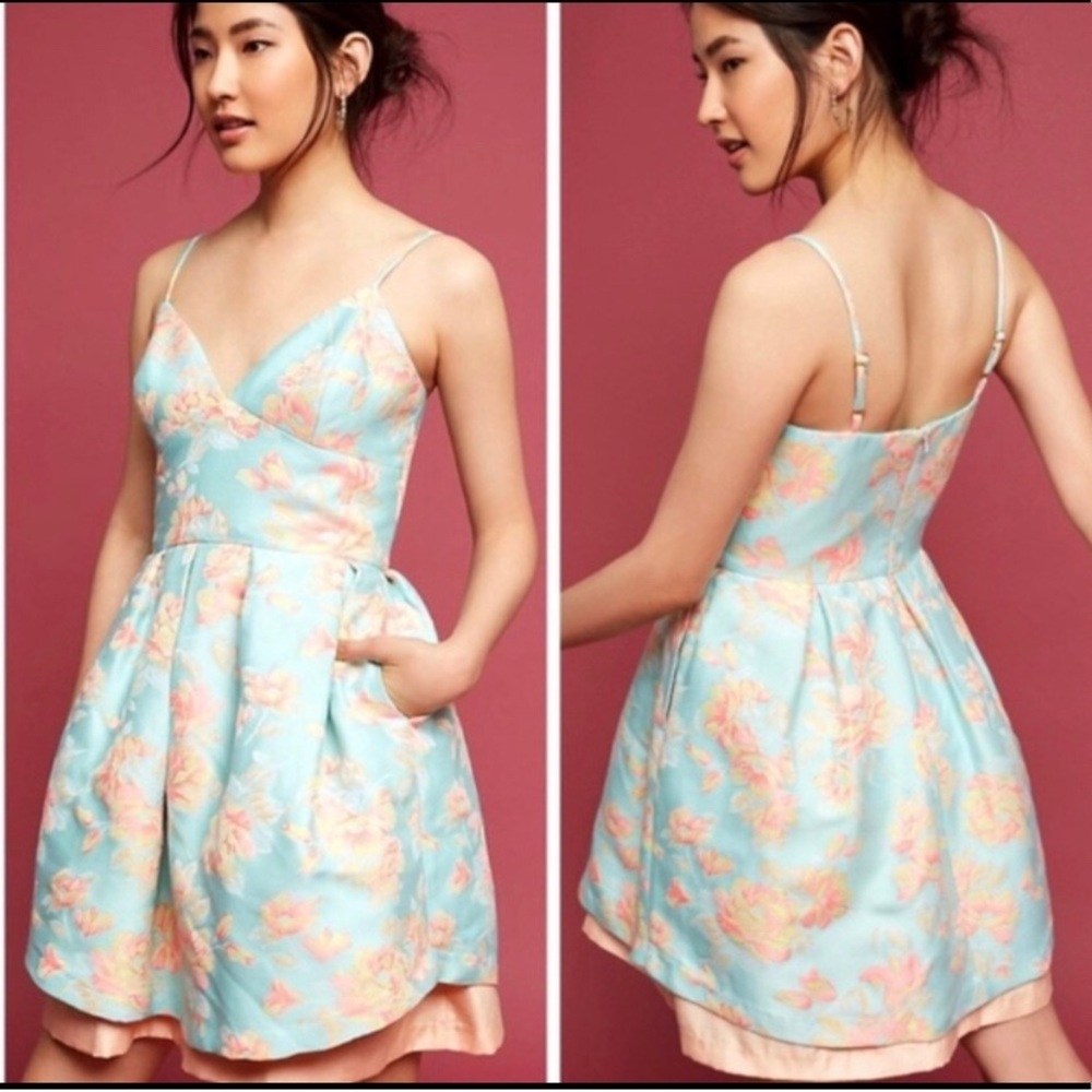 Anthropologie Blue and Peach dress!